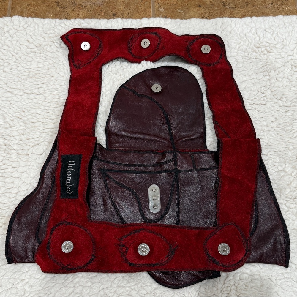 ‼️SOLD‼️(h(om)e) Heather Hambrecht Shoulder Bag Burgundy Organic Distressed - Picture 8 of 14
